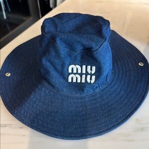 Miu Miu Navy Wide-Brim Hat